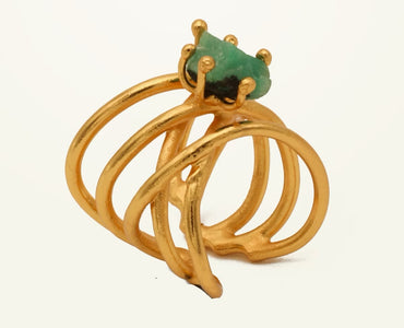Anillo alambres cruzados Esmeralda