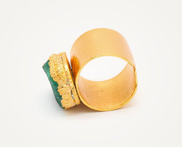 Anillo base ancha 1 esmeralda - FUSIÓN Collection