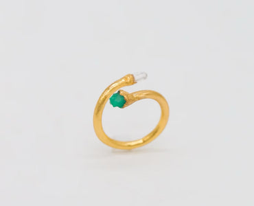 Anillo Cuarzo y Esmeralda Cruzado
