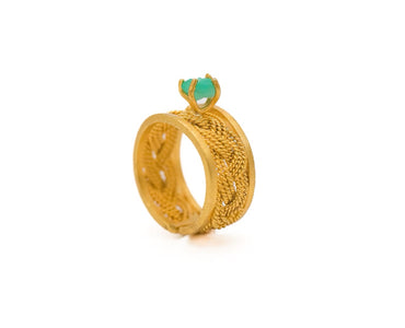 Anillo Filigrana Trenza Esmeralda