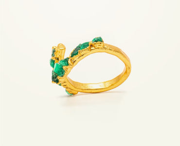 Anillo Espiral 10 esmeraldas - Fusión Premium Collection