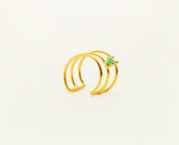 Earcuff grande 3 Líneas Esmeralda