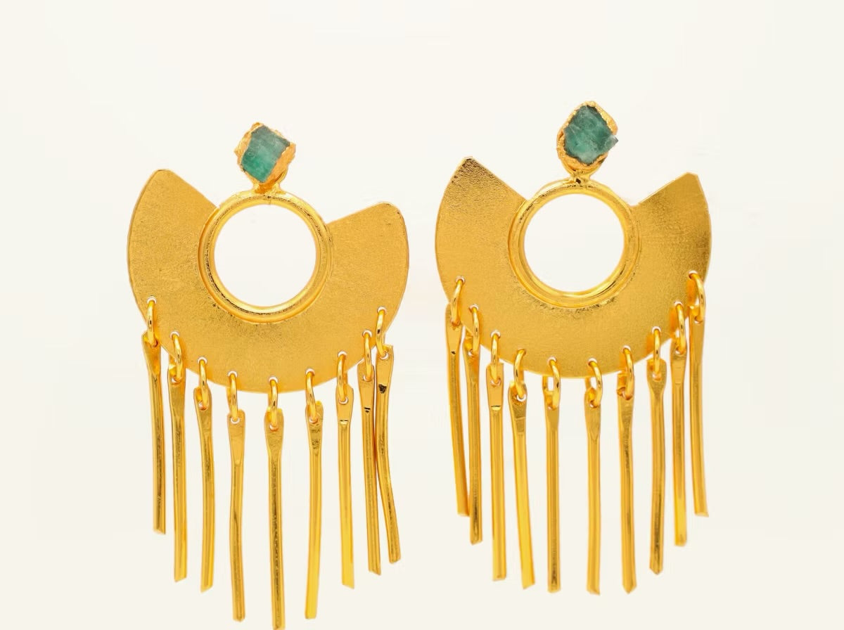 Replaceable stud earrings with large emerald posts