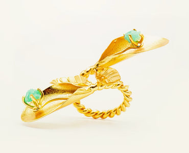 Anillo Trenzado 2 Cartuchos Esmeralda