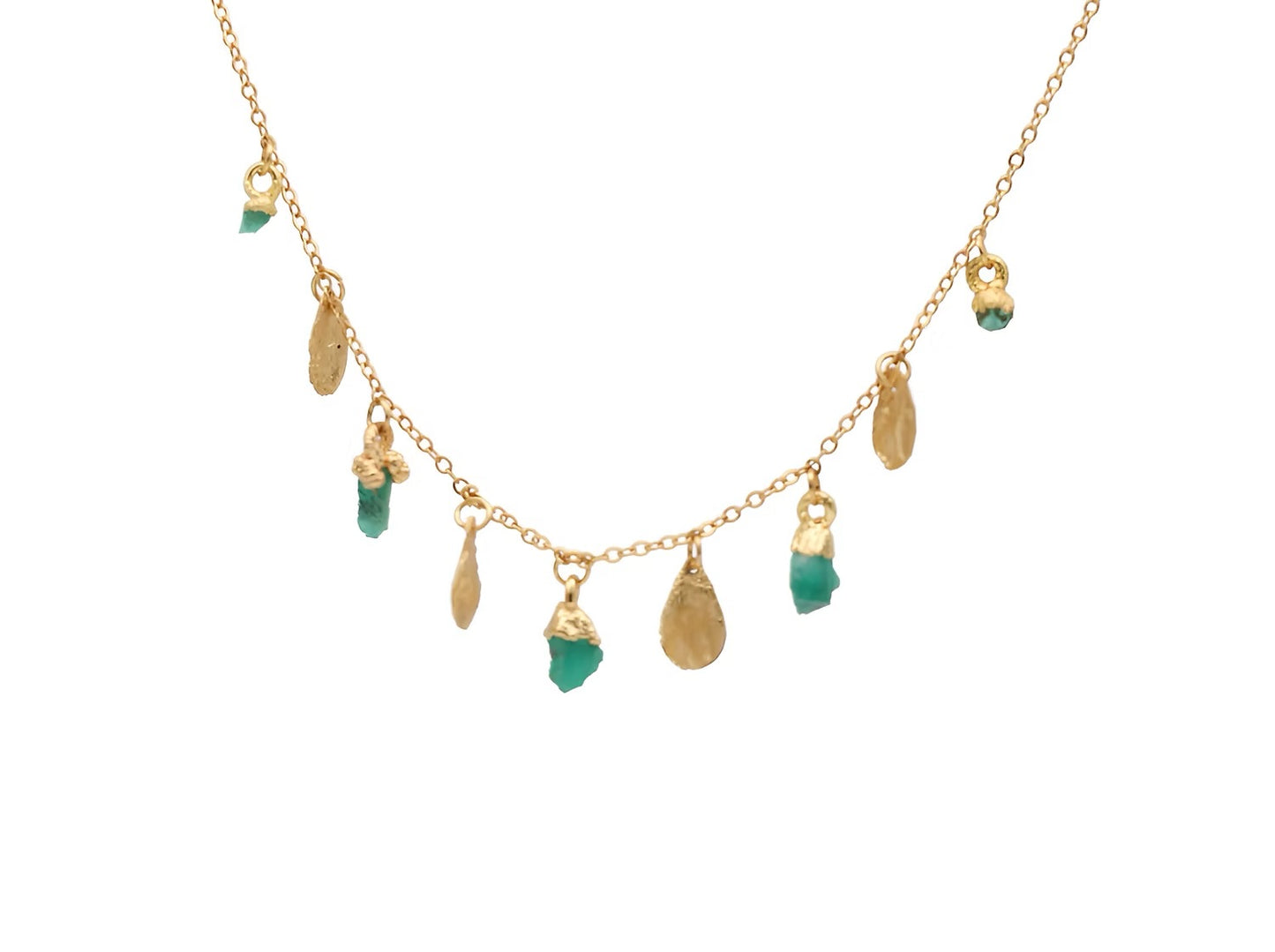 Necklace with Drop and Emerald Pendants