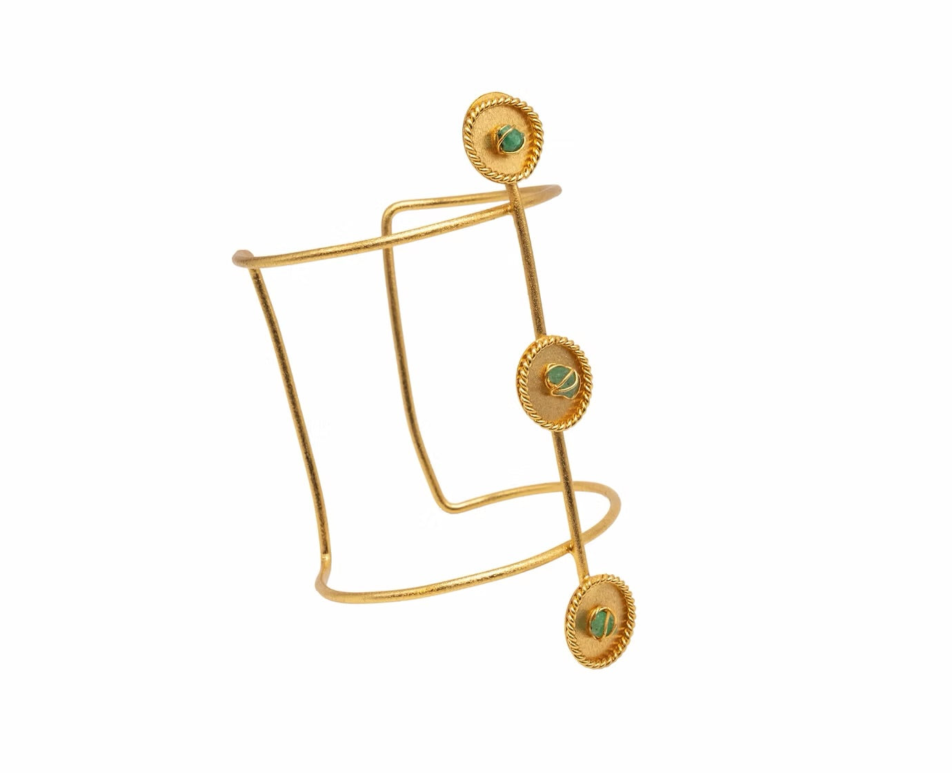 Brazalete 3 círculos trenza esmeralda