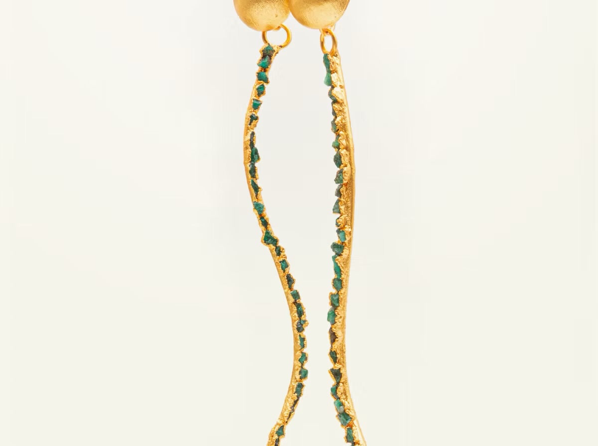 Emerald Fusion Curve Earrings