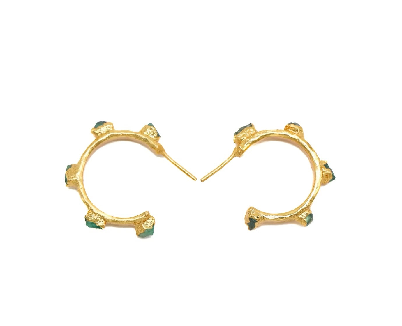 Small Flat Hoop Earrings 2 cm Emerald - FUSION