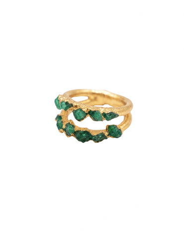 Anillo doble línea esmeralda FUSIÓN