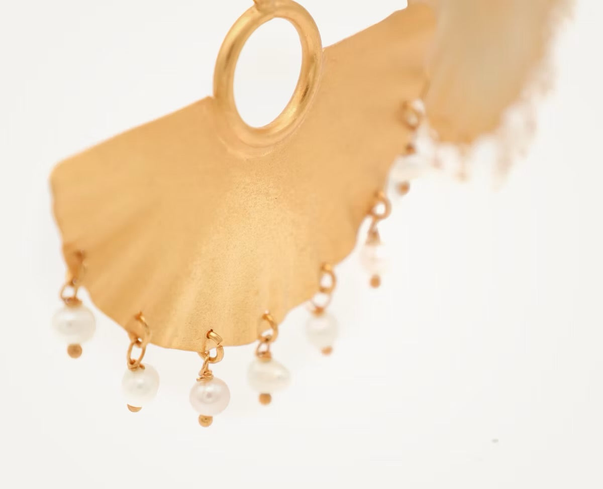 Aretes abanicos perlas naturales
