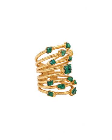 Anillo 7 lineas esmeralda