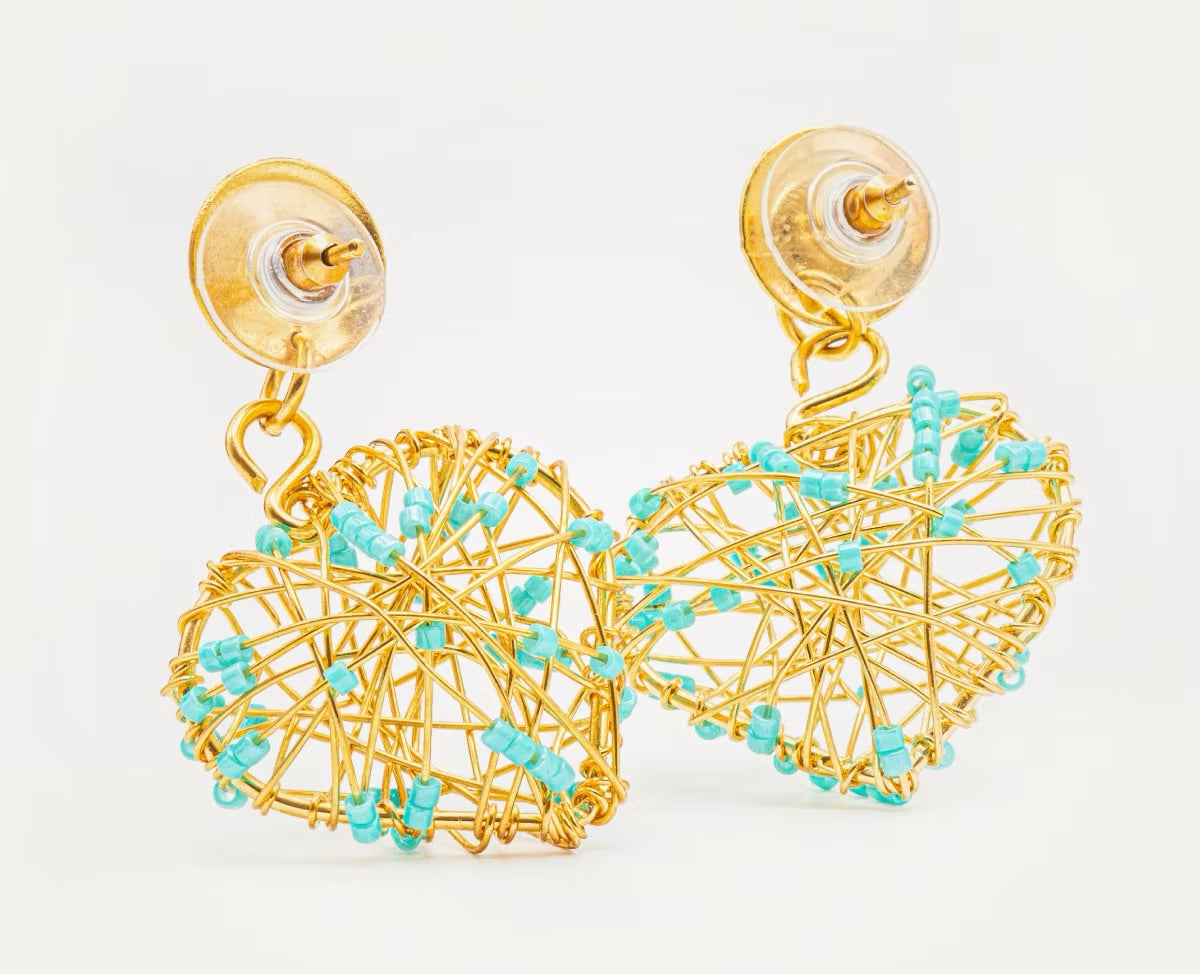 Arete tejido Corazón pequeño