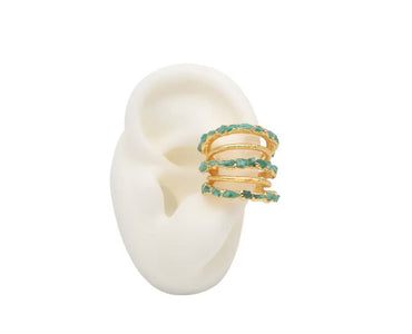 Earcuff 5 Líneas esmeralda fusión