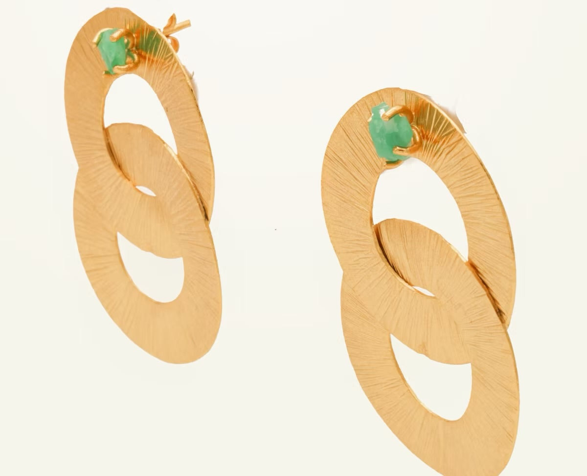 Topo 2 círculos entrelazados esmeralda