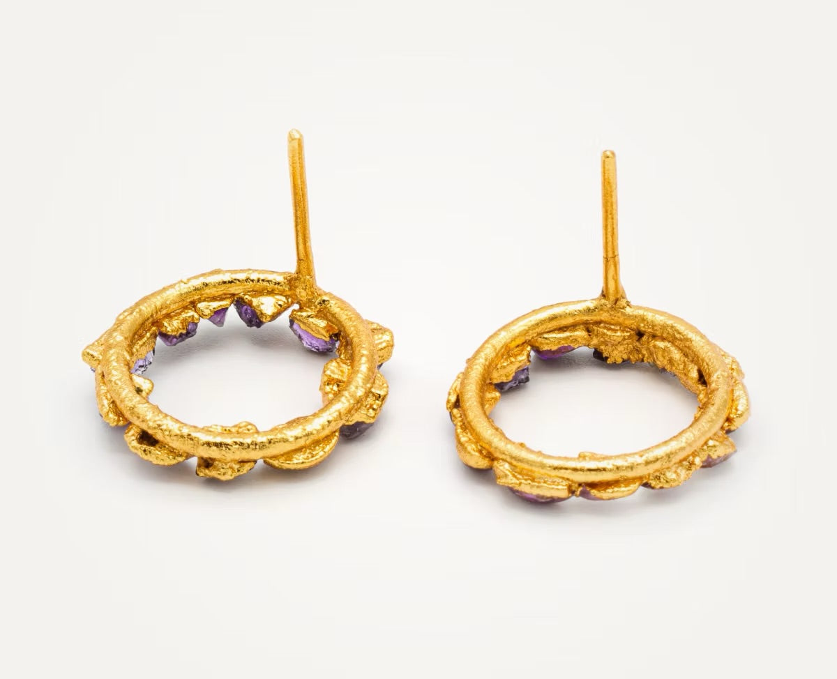 Small Amethyst Crown Studs - FUSION Collection