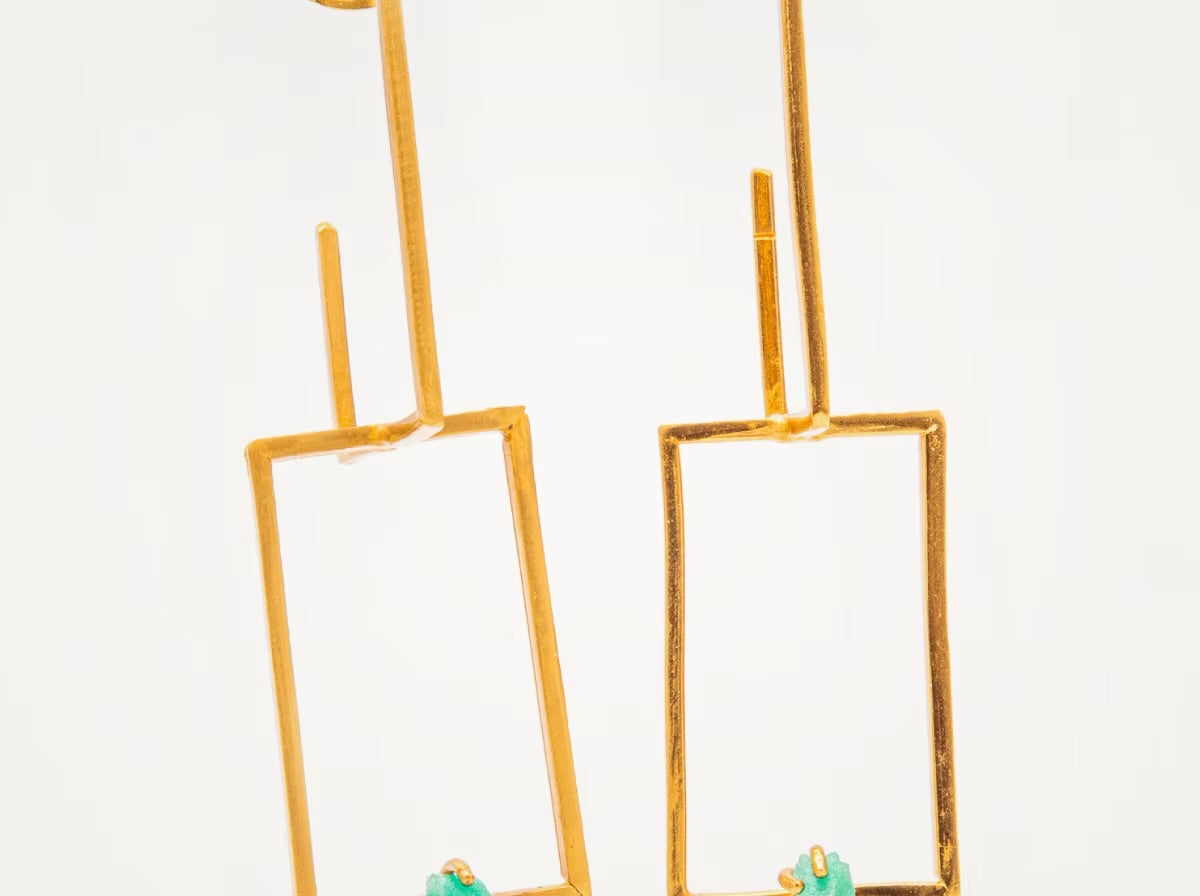 Double Rectangle Emerald Earring