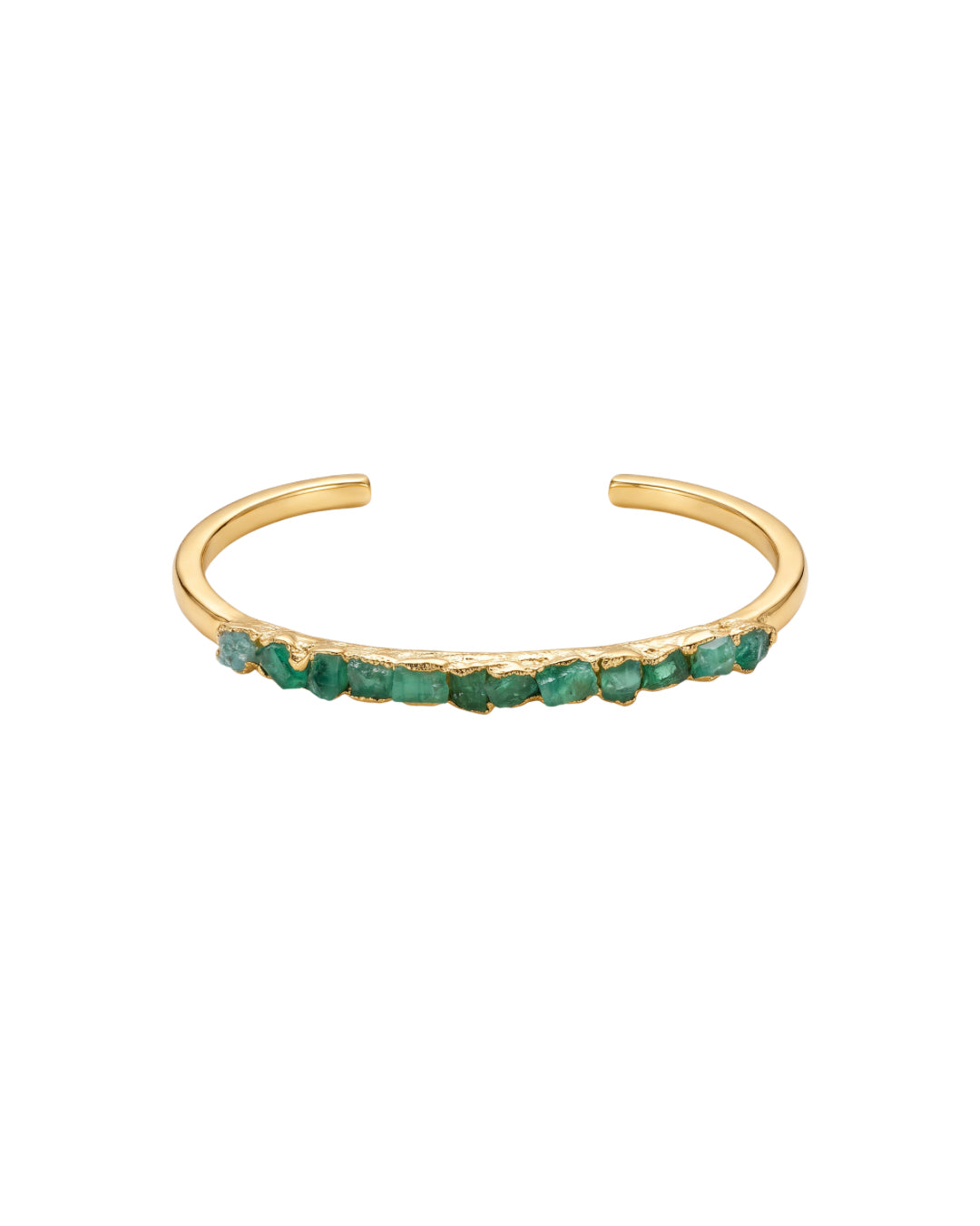 Brazalete medio aro con esmeraldas