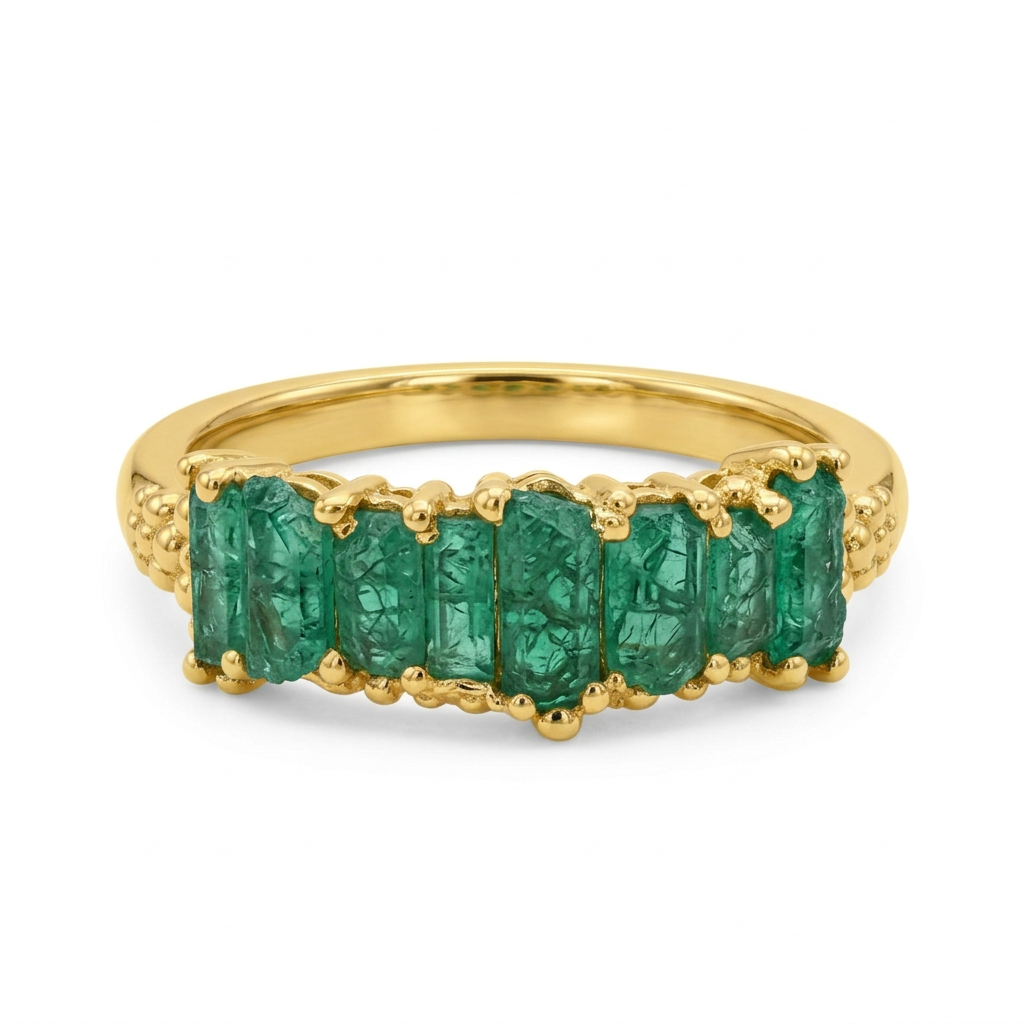 Anillo canutillos esmeralda fusión