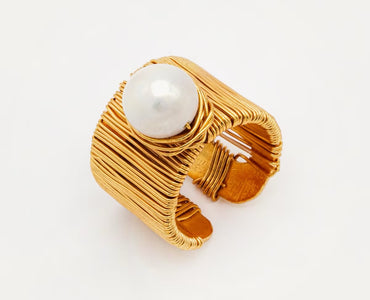 Anillo alambrado perla - RAÍCES Collection