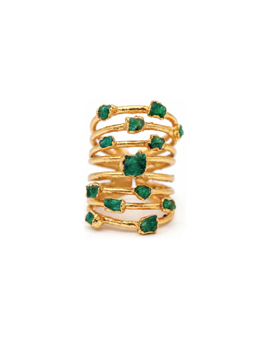 ANILLO 7 LÍNEAS ESMERALDA