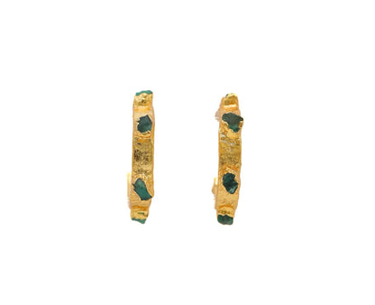 Small Flat Hoop Earrings 2 cm Emerald - FUSION