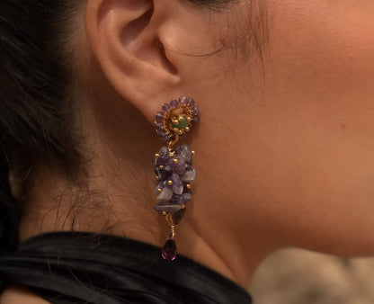 Replaceable Amethyst Stone Earring