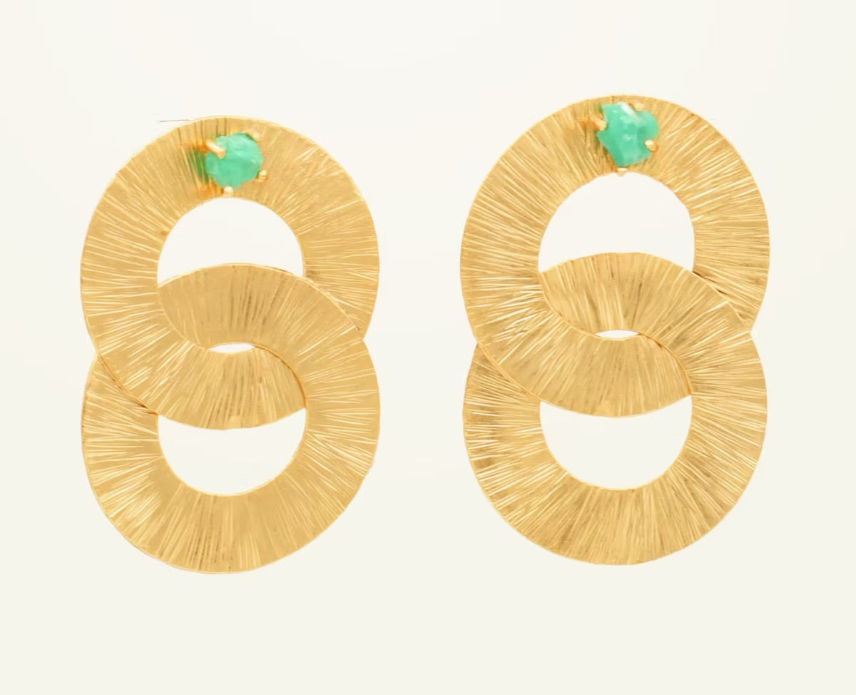 Topo 2 círculos entrelazados esmeralda