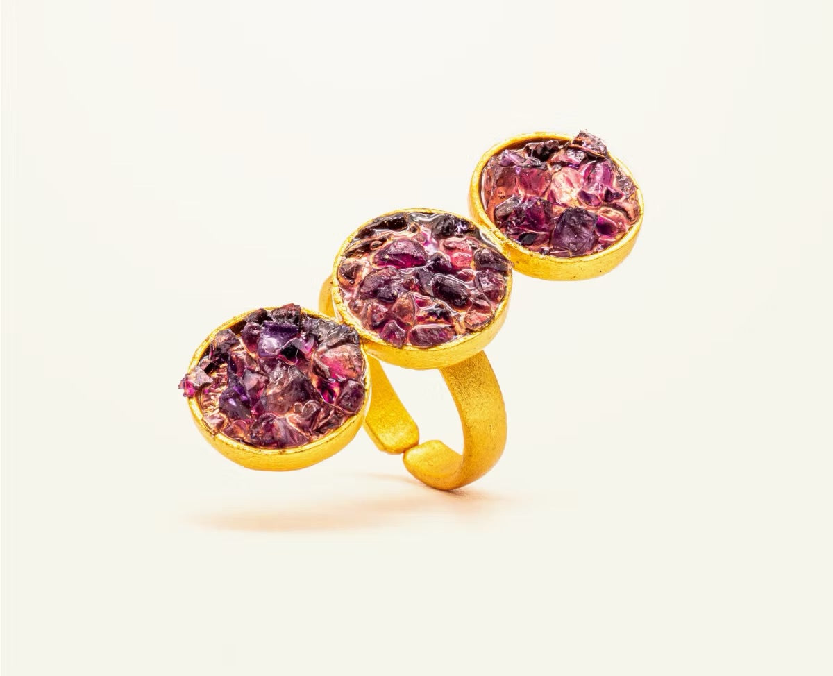 Anillo 3 Círculos Amatista resinado