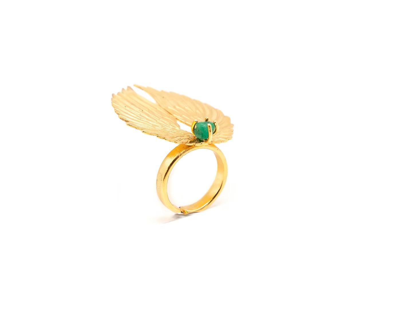 Anillo Alas grabado Esmeralda