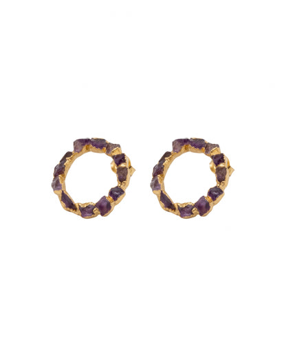 Small Amethyst Crown Studs - FUSION Collection