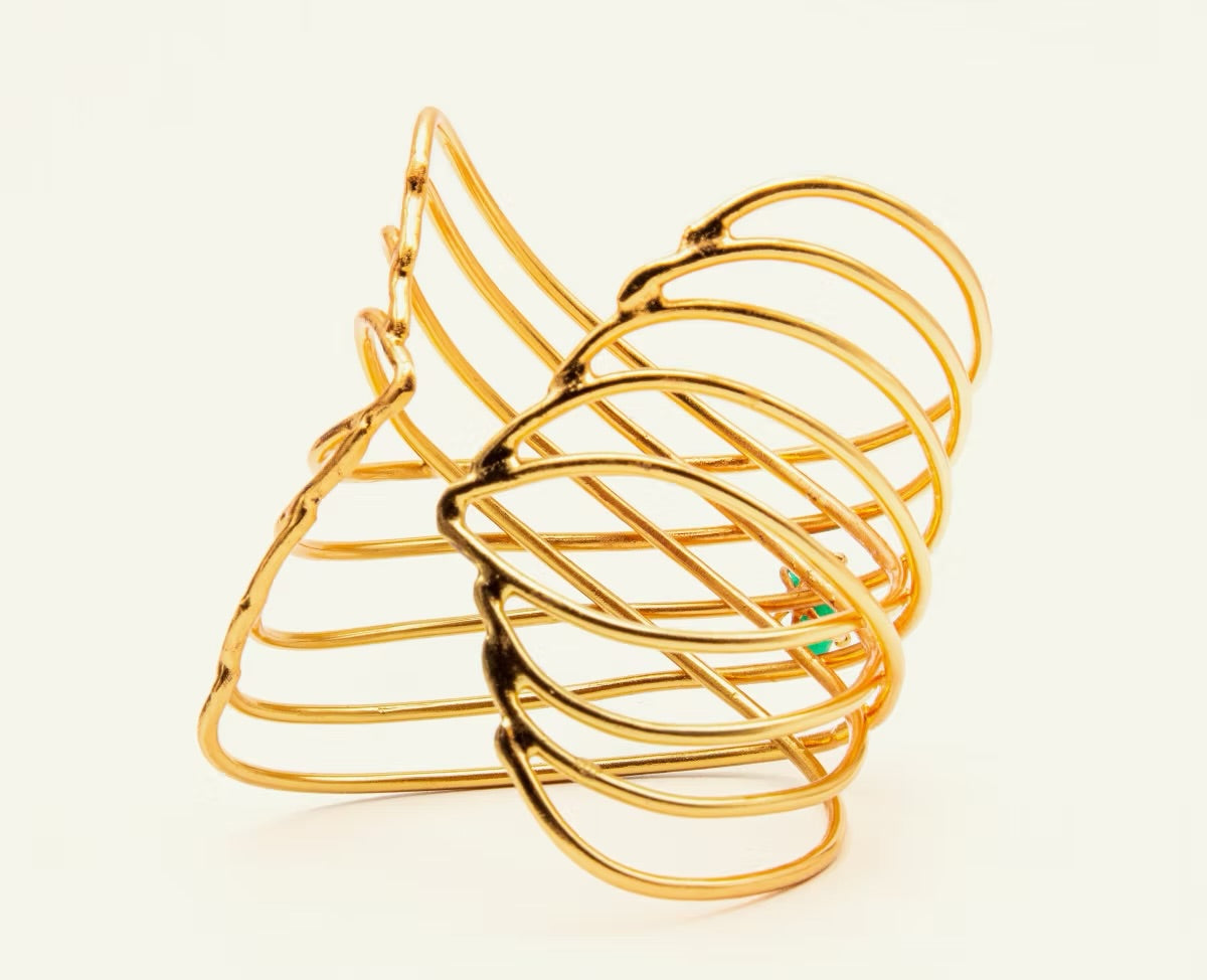 Brazalete grande Alambres Cruzados Esmeralda