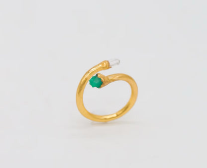 Anillo Cuarzo y Esmeralda Cruzado