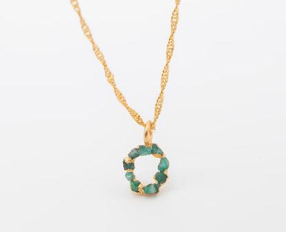 I pendant with chain, small emerald lettering, FUSION