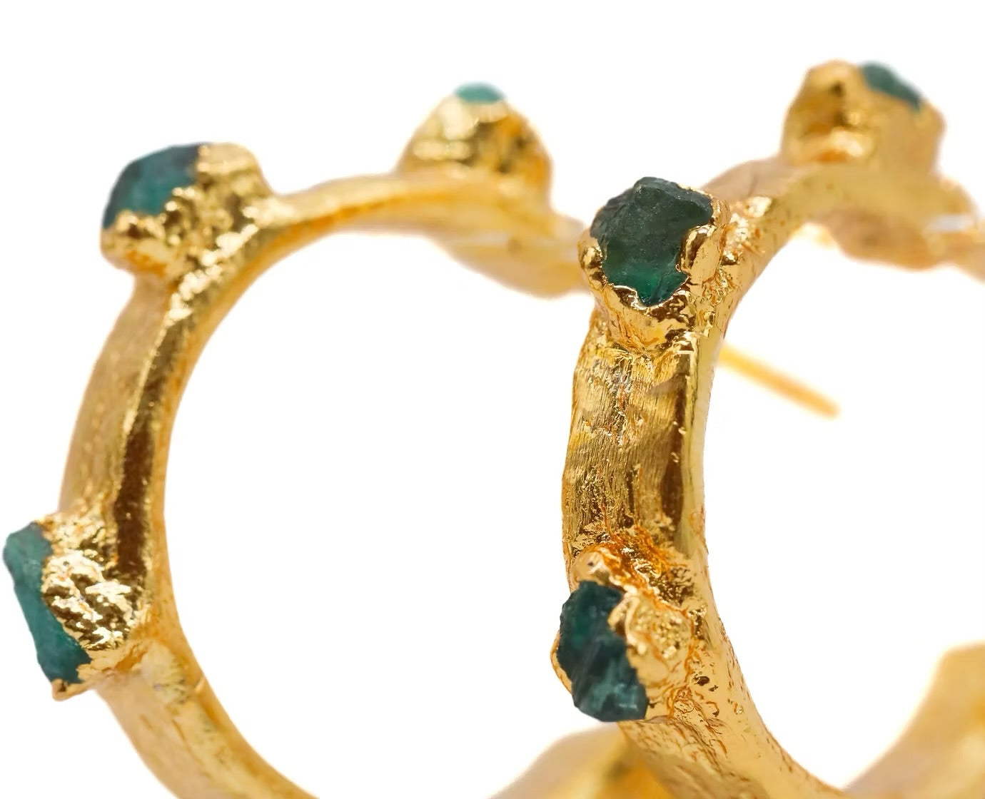 Small Flat Hoop Earrings 2 cm Emerald - FUSION