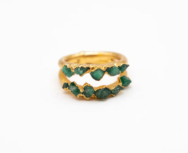 Anillo doble línea esmeralda FUSIÓN