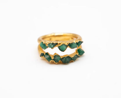 Anillo doble línea esmeralda FUSIÓN