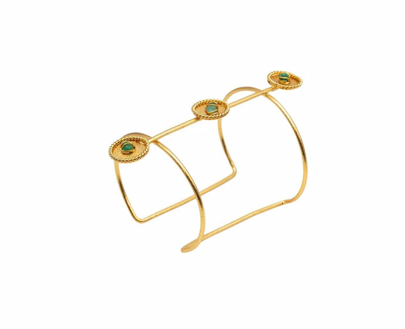 Brazalete 3 círculos trenza esmeralda