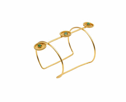 Brazalete 3 círculos trenza esmeralda