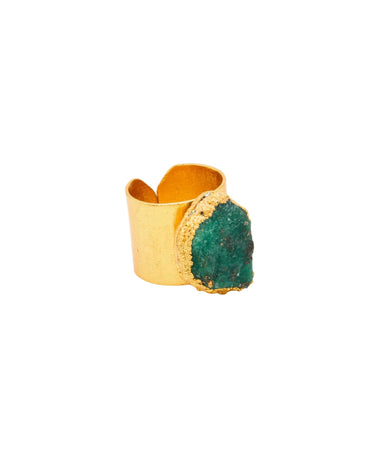 ANILLO BASE ANCHA CON ESMERALDA