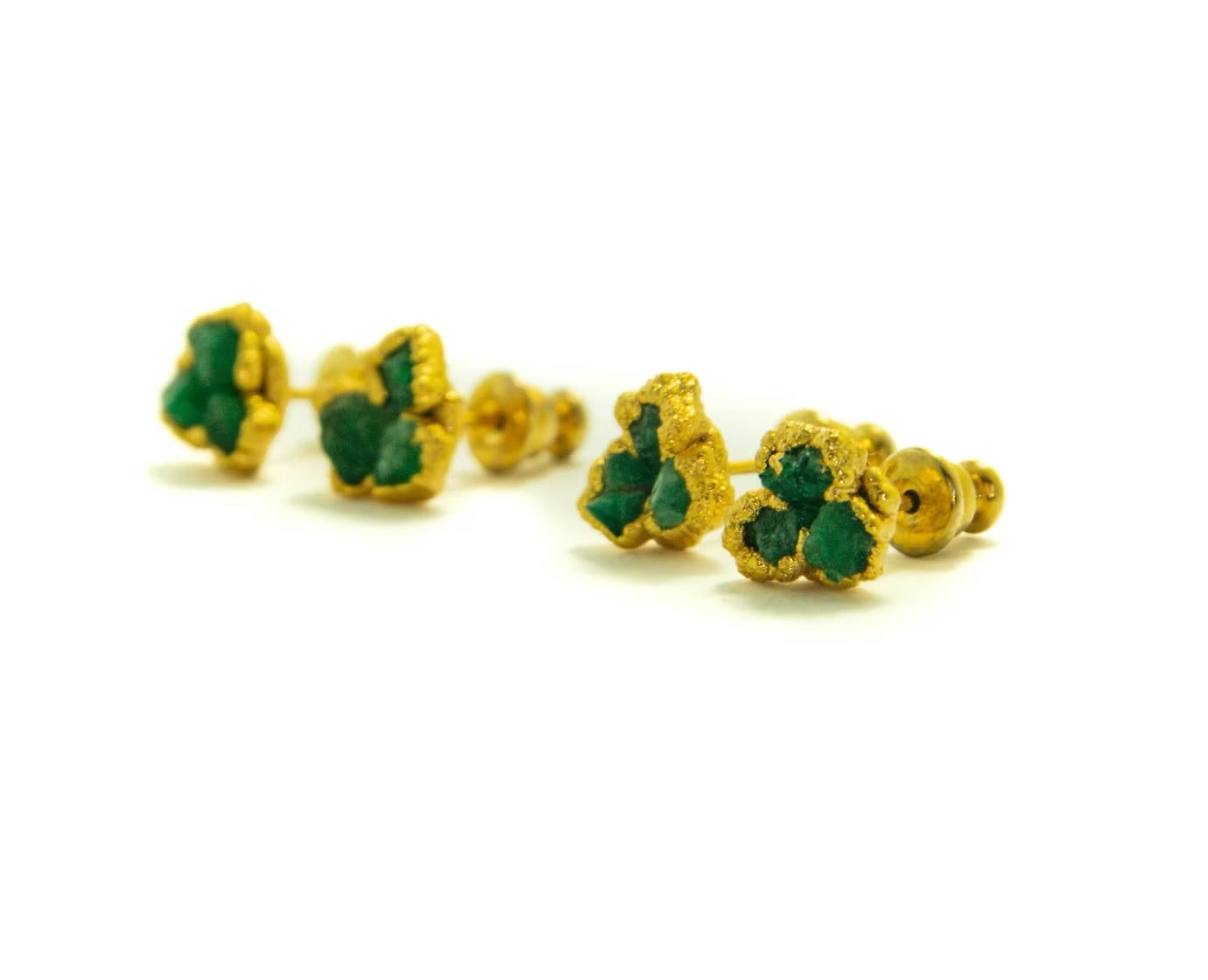 Mini Stud Earrings 3 Emeralds - FUSION Collection