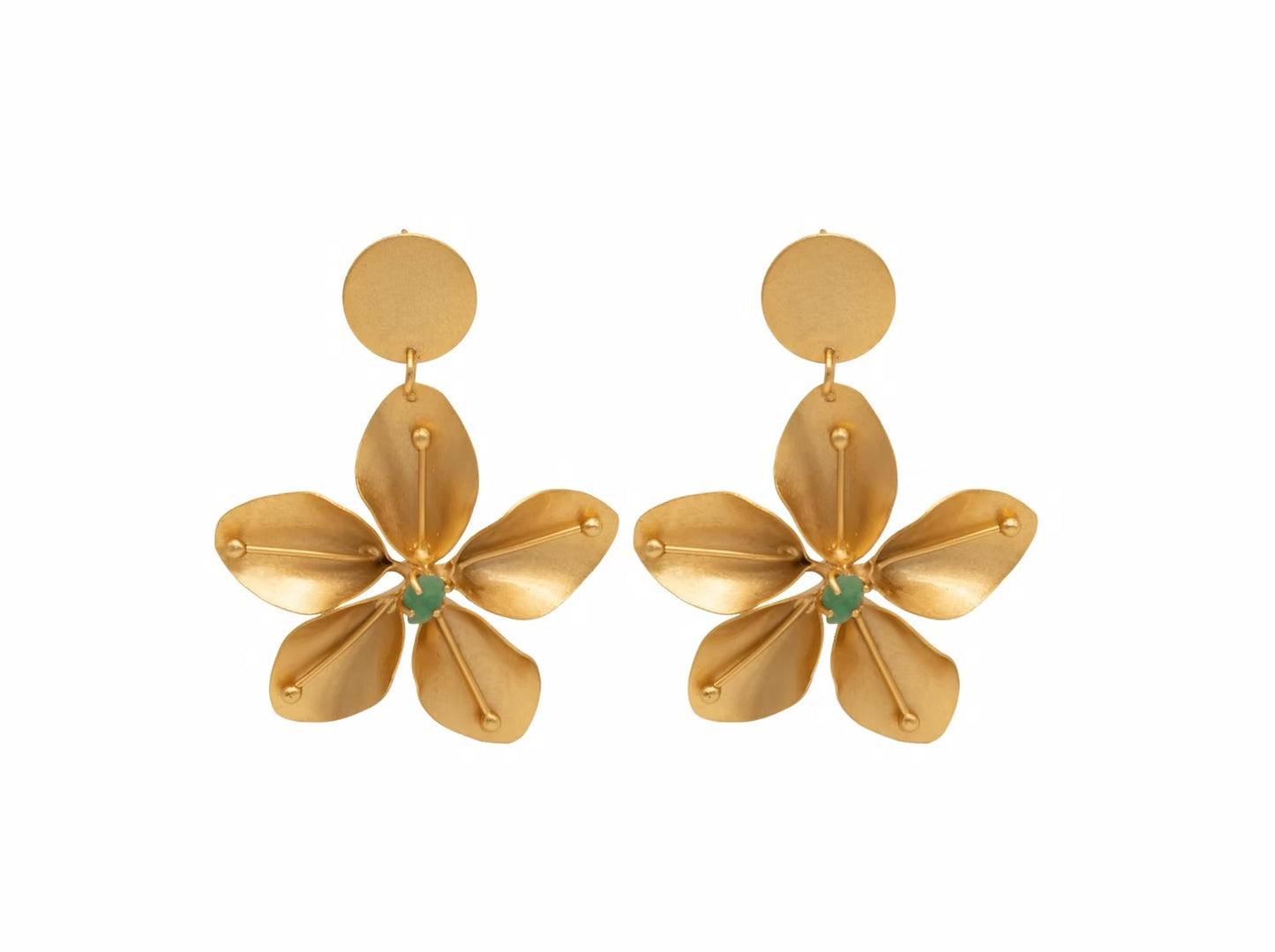 Flower earring with 5 emerald cartridges
