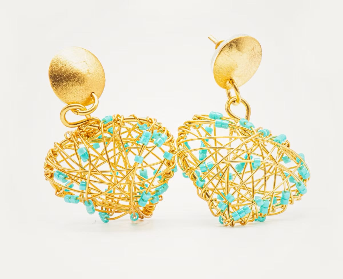 Arete tejido Corazón pequeño