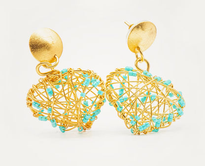 Arete tejido Corazón pequeño