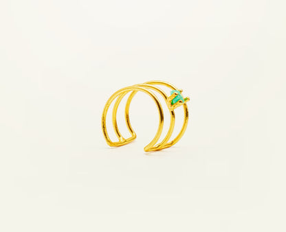 Earcuff grande 3 Líneas Esmeralda