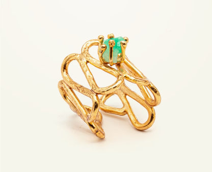 Anillo ondas Esmeralda