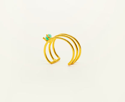 Earcuff grande 3 Líneas Esmeralda