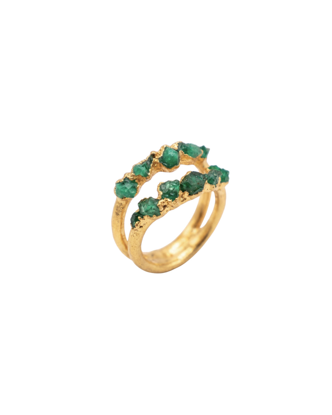Double line emerald FUSION ring