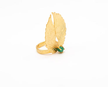 Anillo Alas grabado Esmeralda