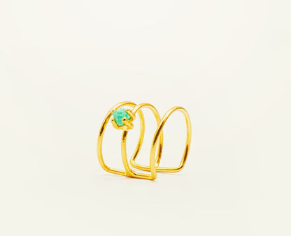 Earcuff grande 3 Líneas Esmeralda