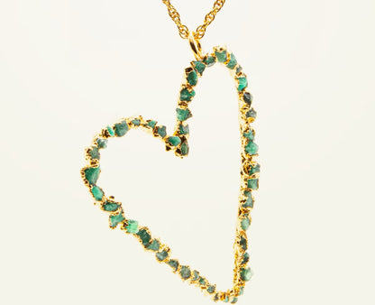 Large Emerald Heart Pendant Necklace - L'AMOUR Collection